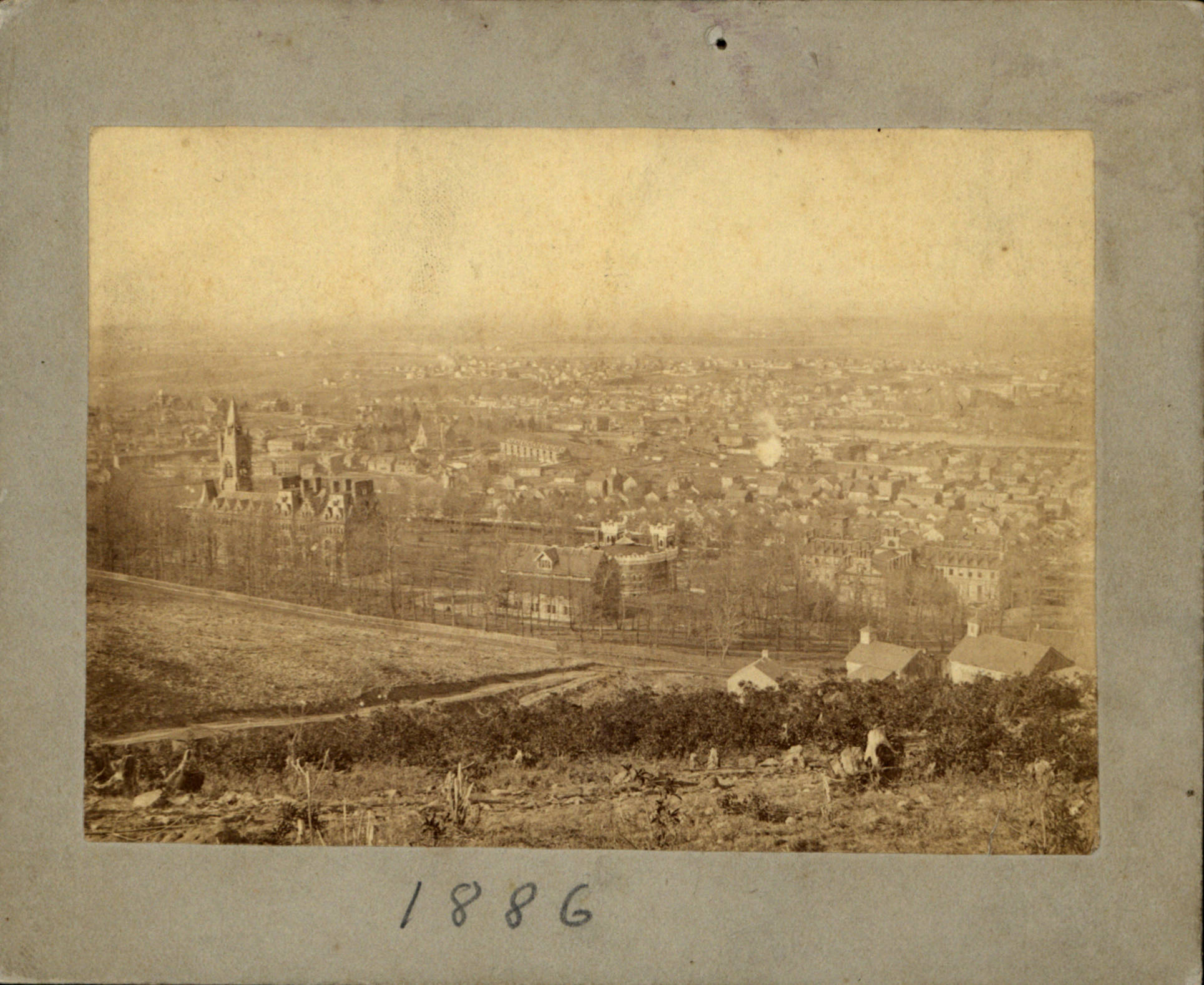 Aerial view of campus from 1886